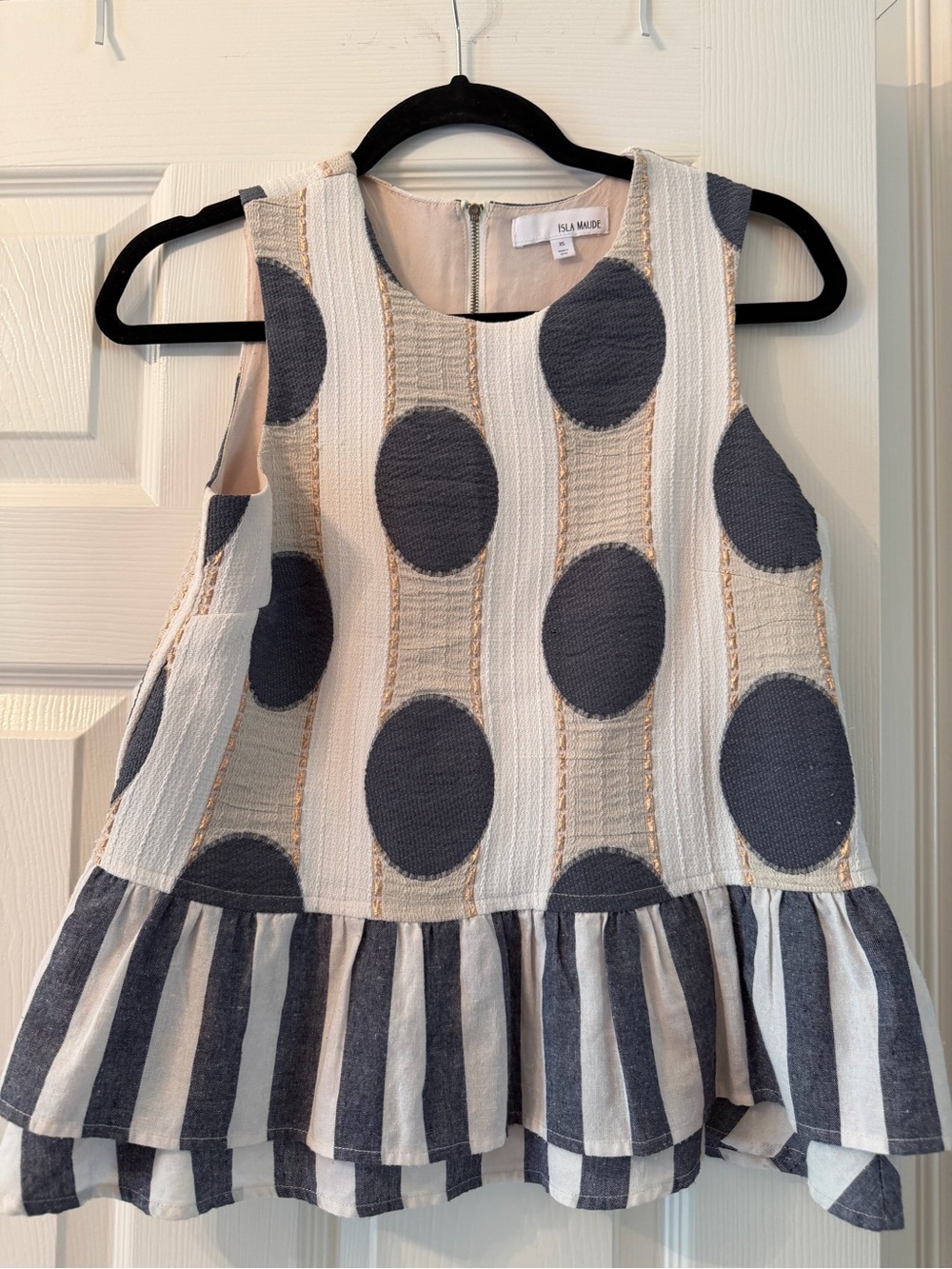 Navy Dot & Stripe Top